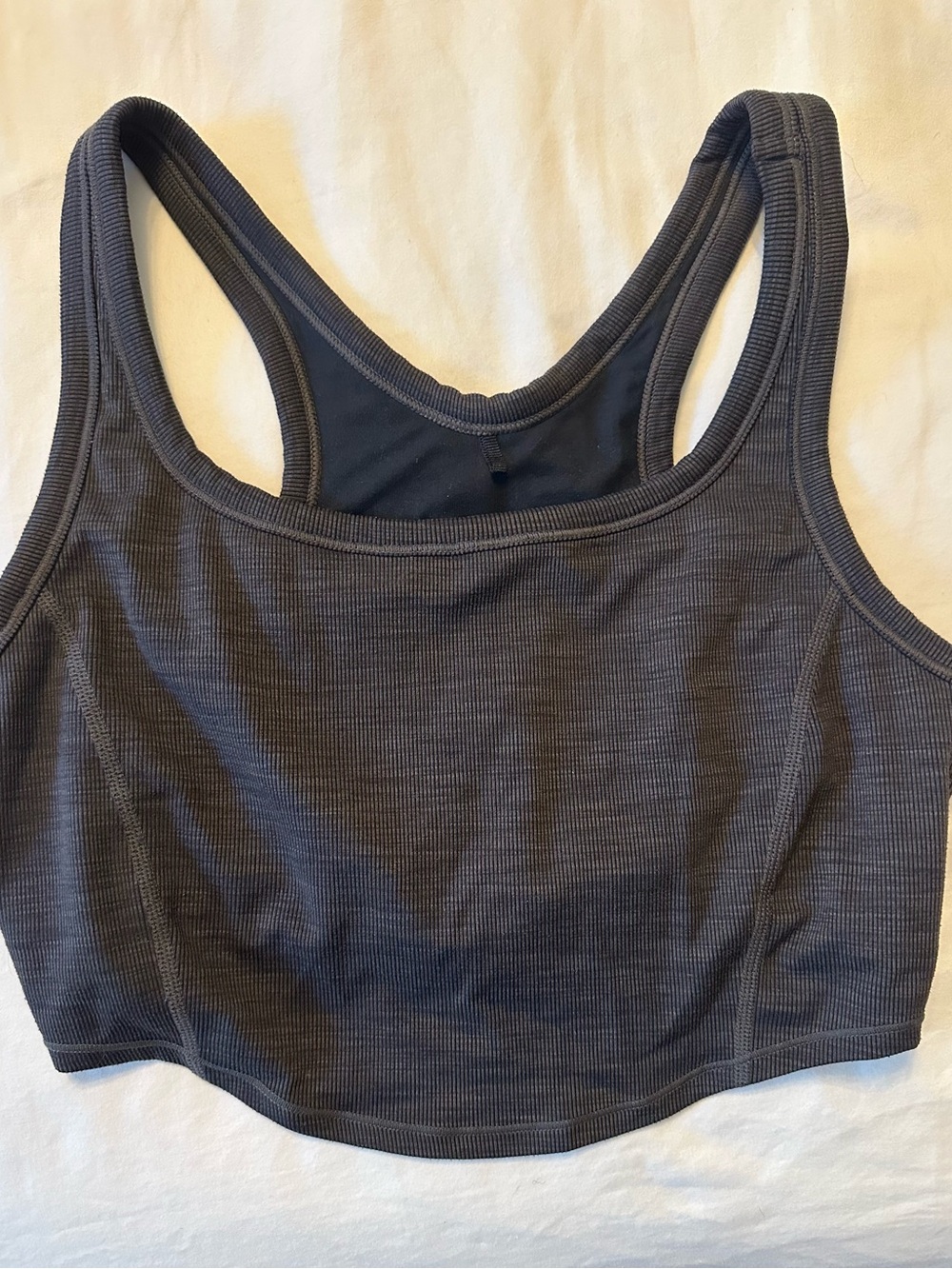 Prana Charcoal Ribbed Racerback Crop Top